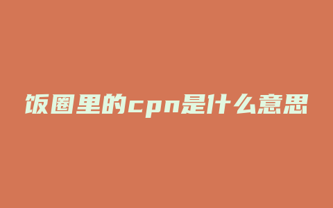 饭圈里的cpn是什么意思