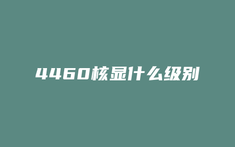 4460核显什么级别