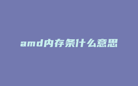 amd内存条什么意思