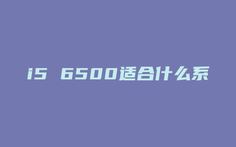 i5 6500适合什么系统