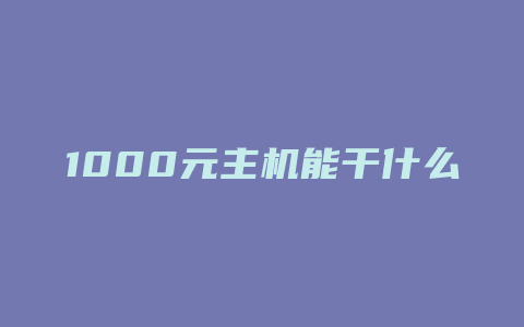 1000元主机能干什么