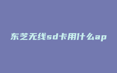 东芝无线sd卡用什么app