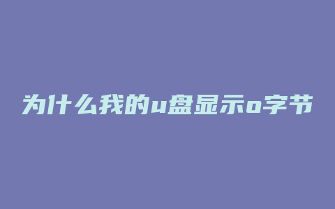 为什么我的u盘显示o字节 也无法格式化