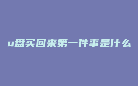 u盘买回来第一件事是什么