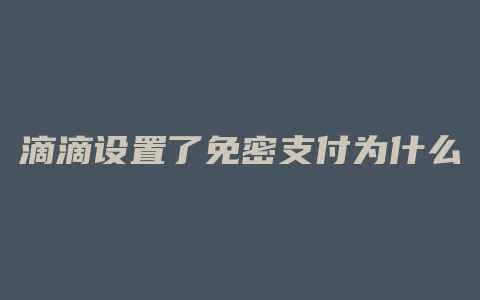 滴滴设置了免密支付为什么还要密码