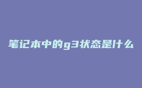 笔记本中的g3状态是什么意思